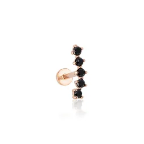 14k Gold Black  Cz or Diamond Cartilage Tragus Helix Curved Internally Threaded Flat Back Earring Labret