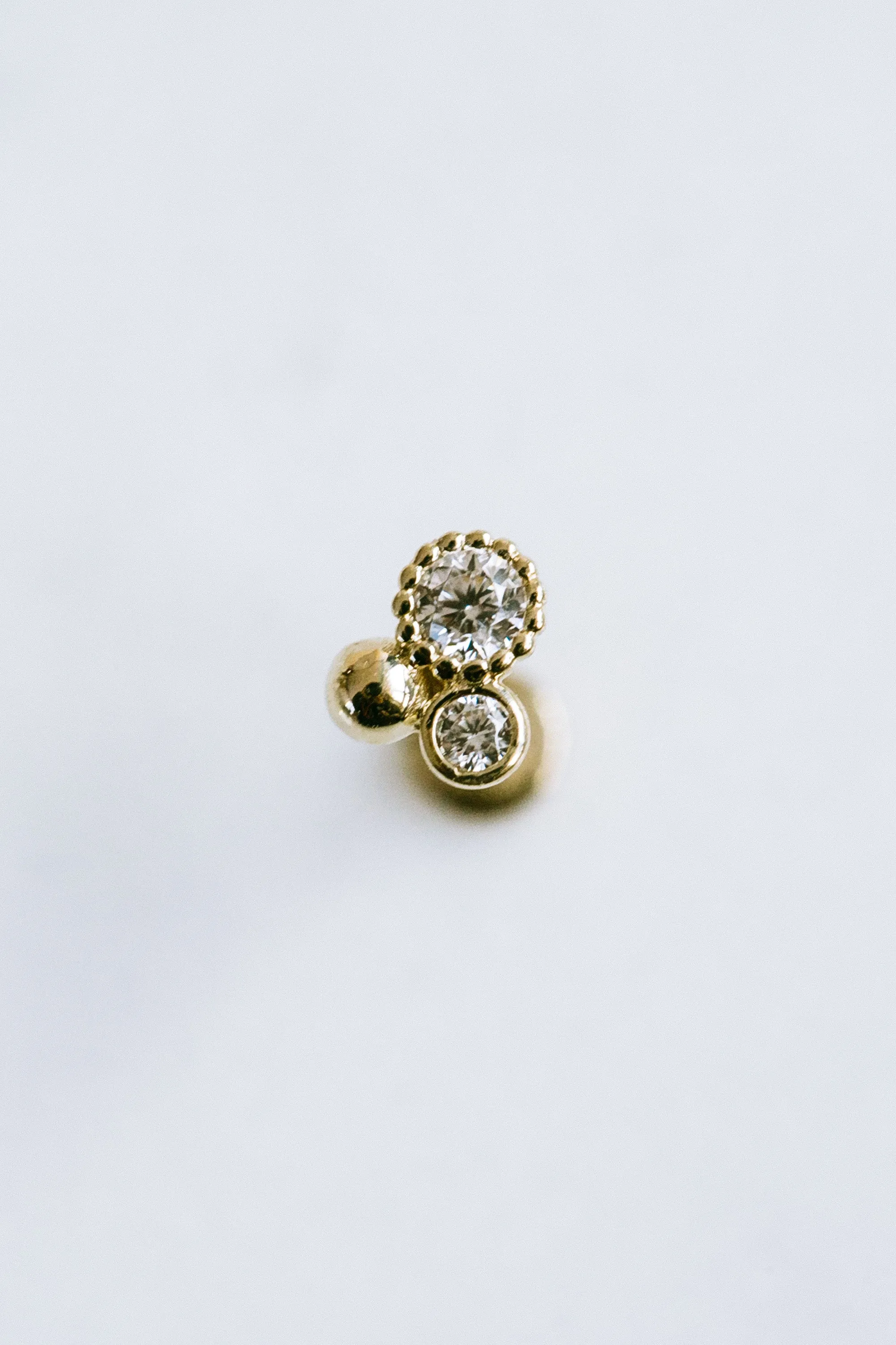 14k Gold Cz or Genuine Diamond Cartilage Tragus Helix Internally Threaded Flat Back Earring Labret