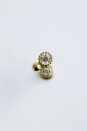 14k Gold Cz or Genuine Diamond Cartilage Tragus Helix Internally Threaded Flat Back Earring Labret