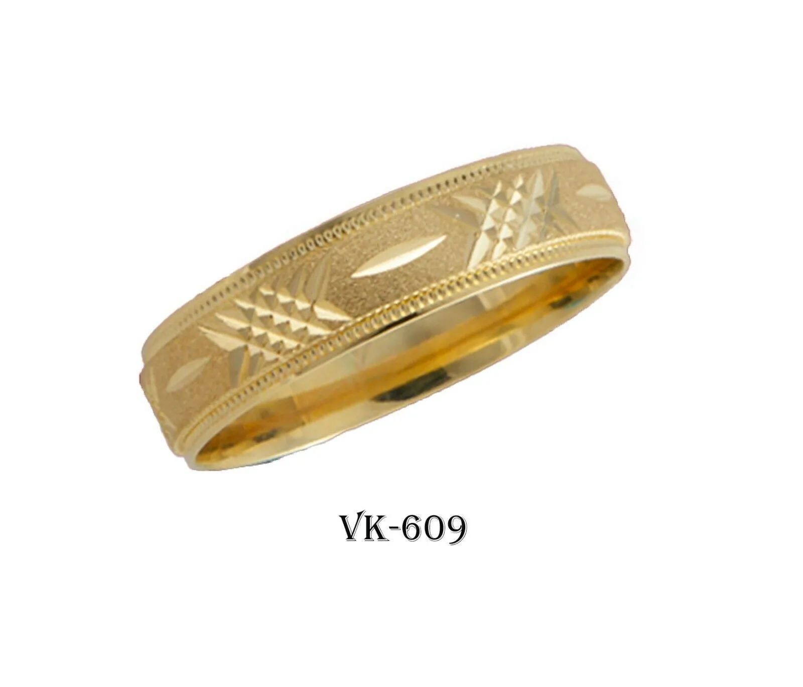 18k Solid Gold Elegant Ladies Modern Machine Finish Flat Band 5mm Ring VK609v(Y)