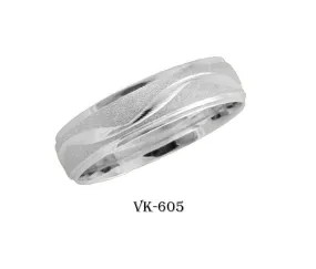 18k Solid Gold Elegant Ladies Modern Stone Finish Flat Band 5mm Ring VK605v(W)