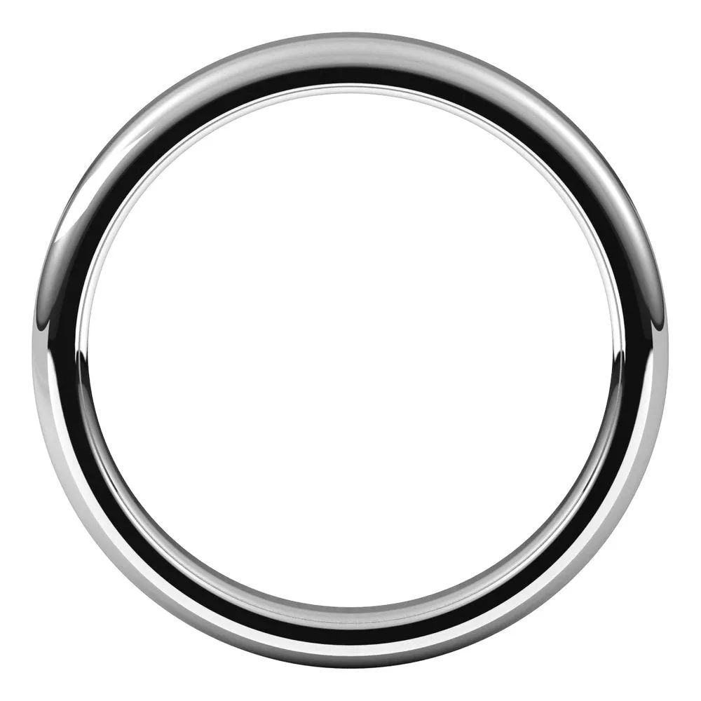 3mm 10K White Gold Polished Round Edge Comfort Fit Flat Band