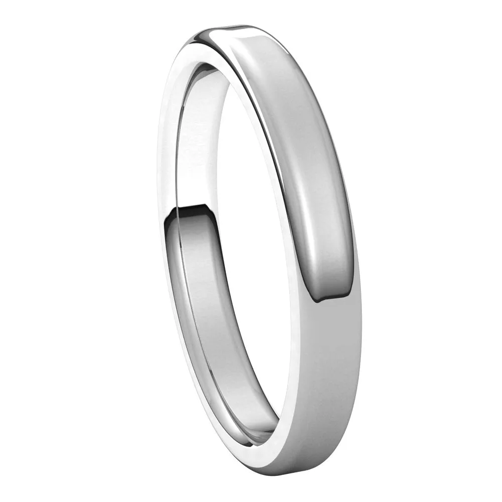 3mm 10K White Gold Polished Round Edge Comfort Fit Flat Band