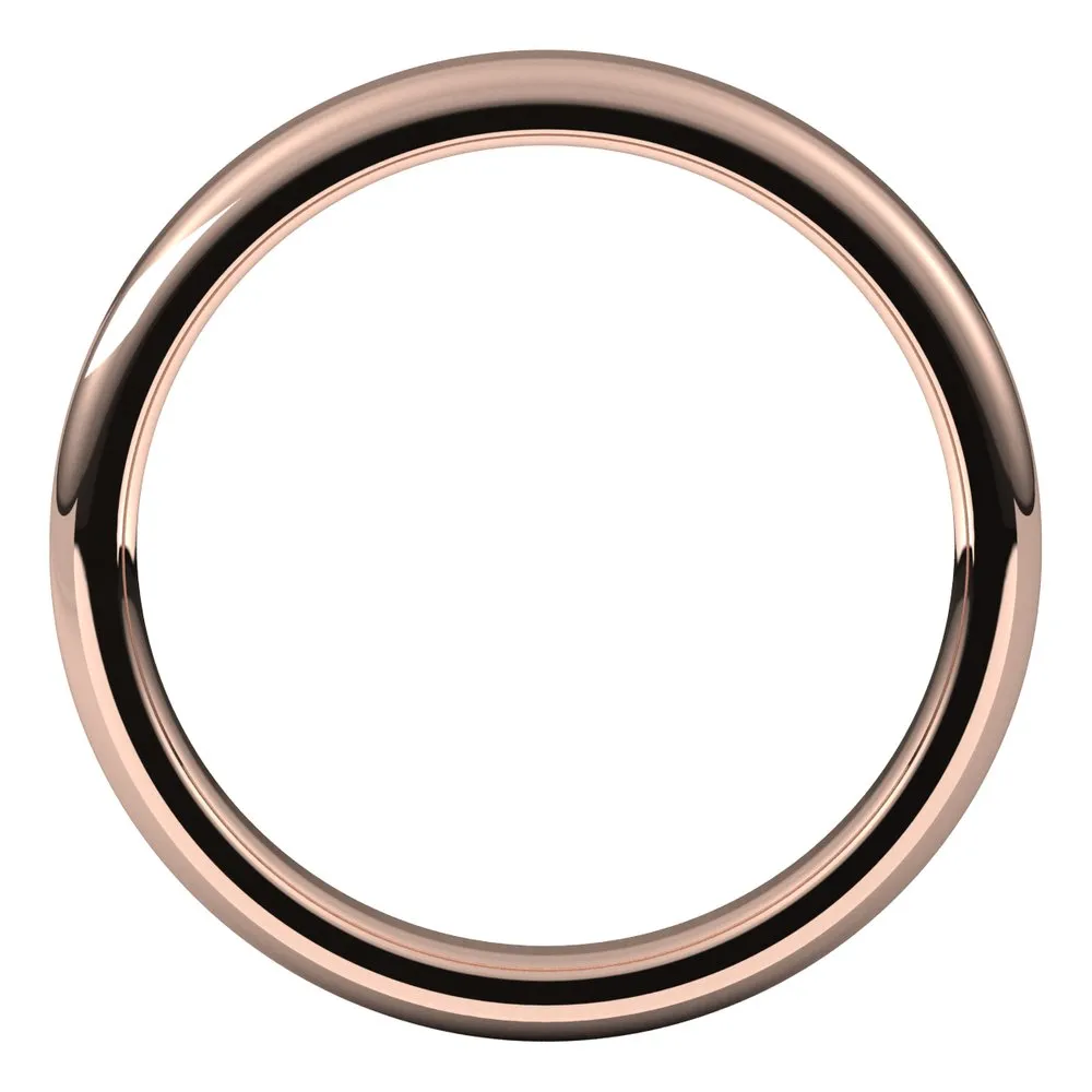 3mm 14K Rose Gold Polished Round Edge Comfort Fit Flat Band