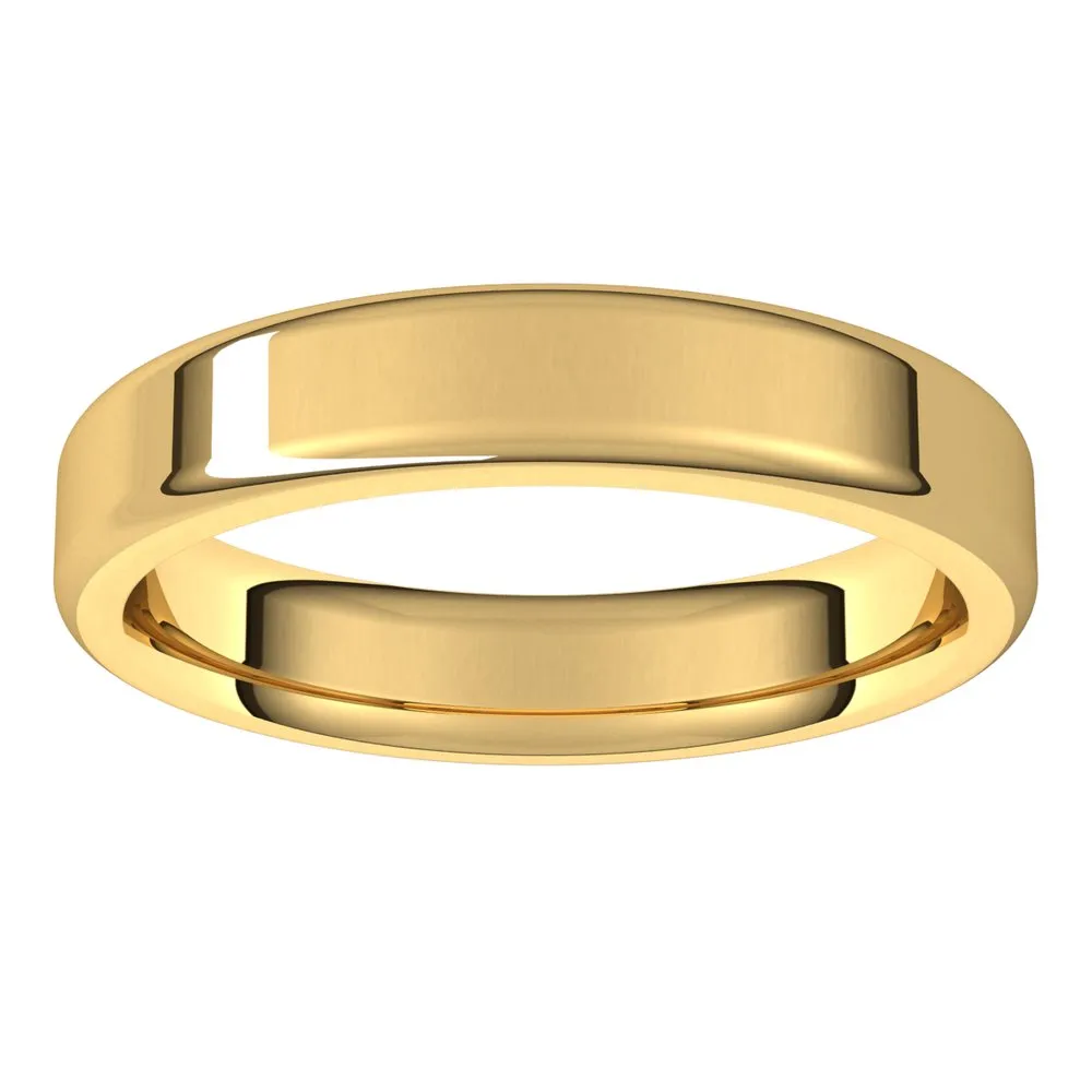 4mm 10K Yellow Gold Polished Round Edge Comfort Fit Flat Band