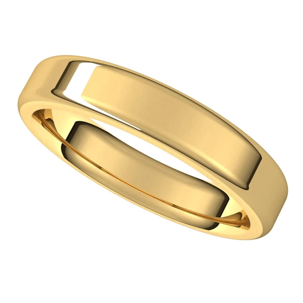 4mm 10K Yellow Gold Polished Round Edge Comfort Fit Flat Band