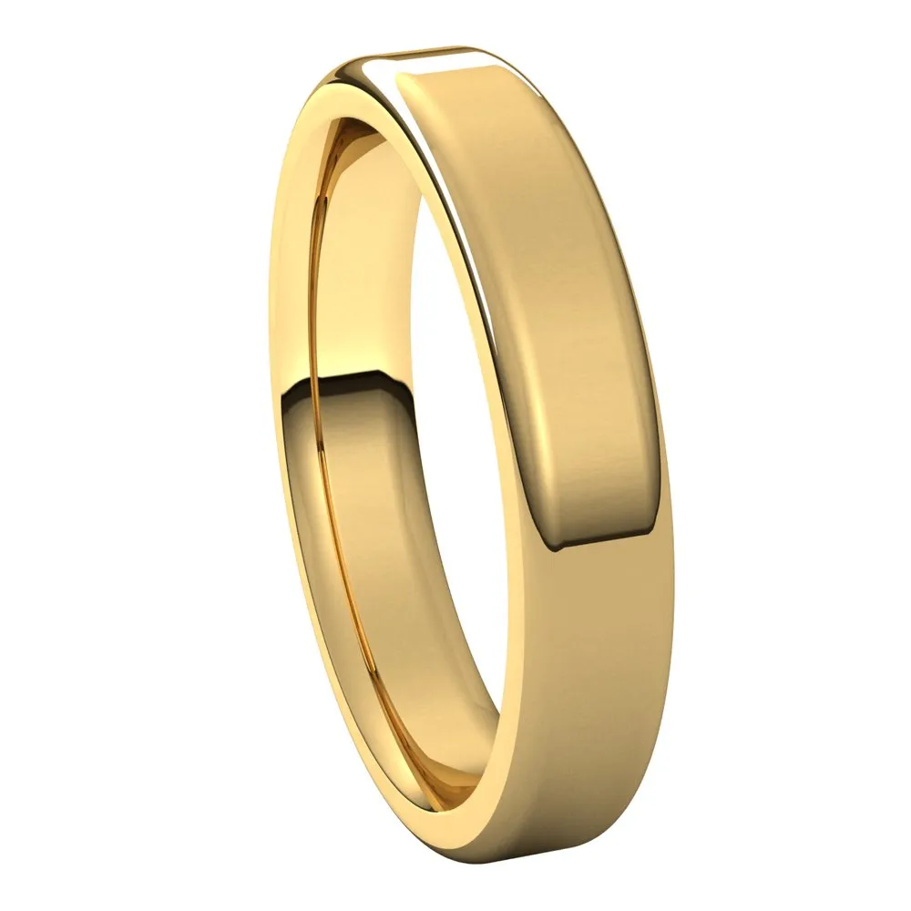 4mm 10K Yellow Gold Polished Round Edge Comfort Fit Flat Band