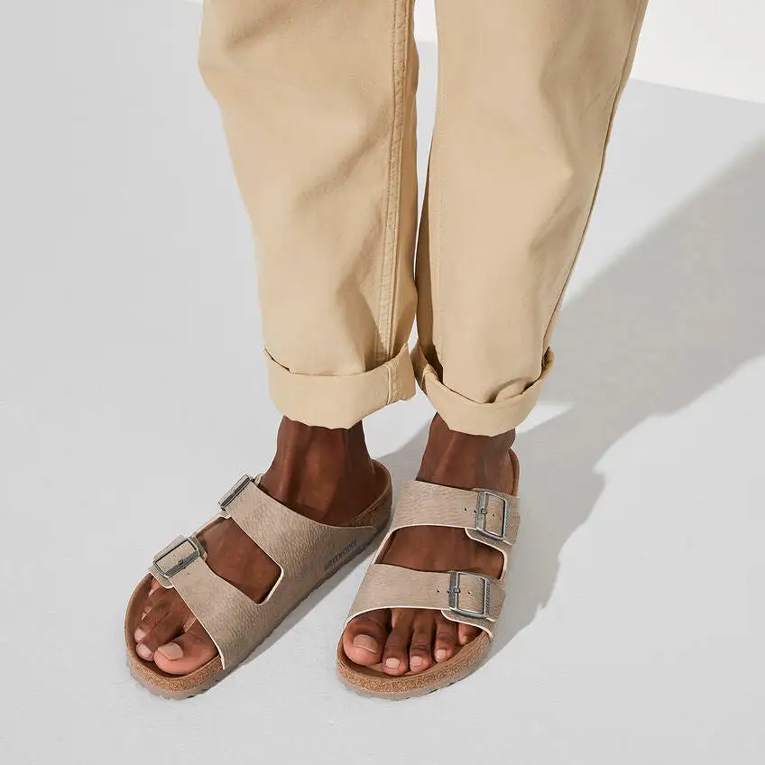 Birkenstock Arizona BirkiBuc Desert Dust Grey Taupe Vegan Sandals