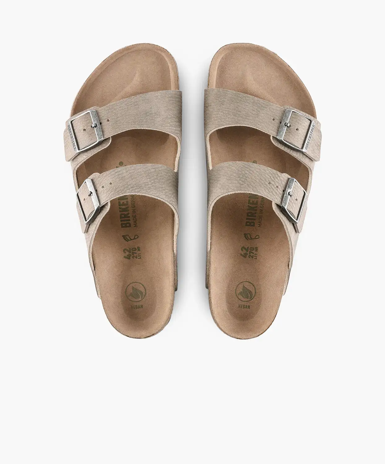 Birkenstock Arizona BirkiBuc Desert Dust Grey Taupe Vegan Sandals