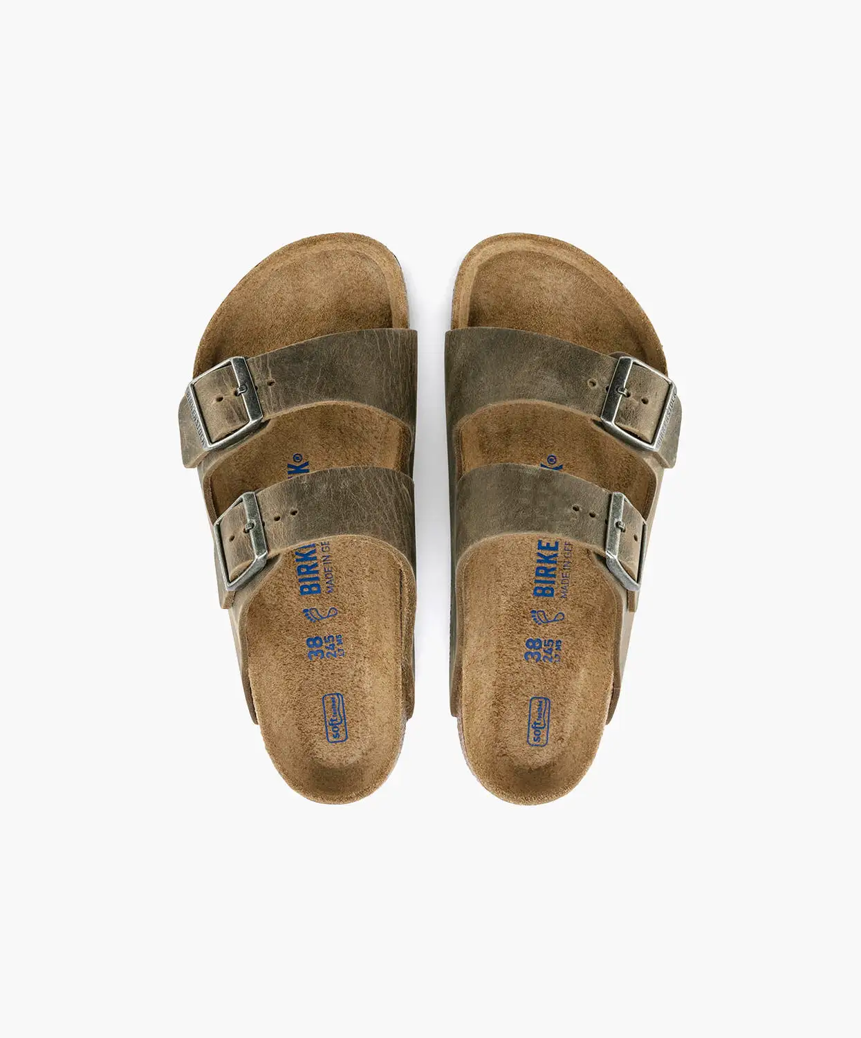 Birkenstock Arizona Oiled Leather Faded Khaki Soft Footbed Sandals