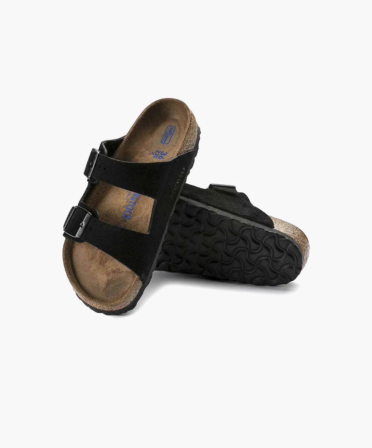 Birkenstock Arizona Suede Leather Black Soft Footbed Sandals