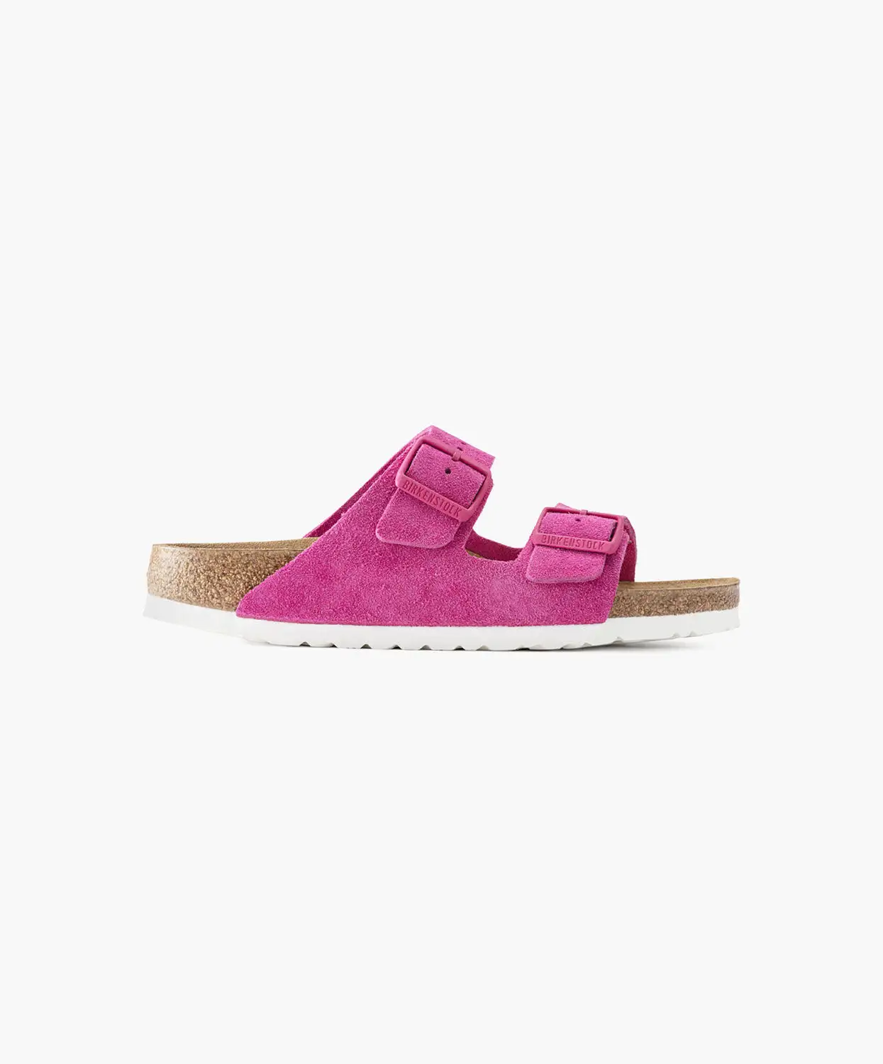 Birkenstock Arizona Suede Leather Fuchsia Tulip Soft Footbed Sandals