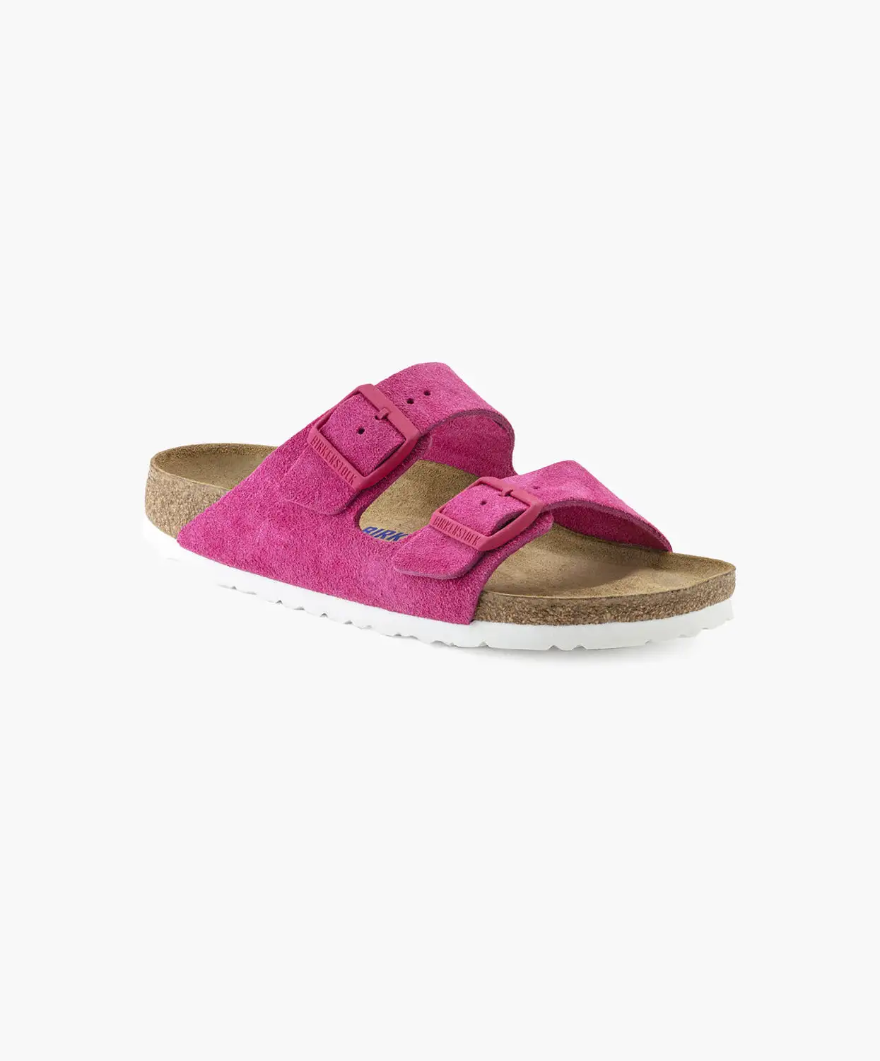 Birkenstock Arizona Suede Leather Fuchsia Tulip Soft Footbed Sandals