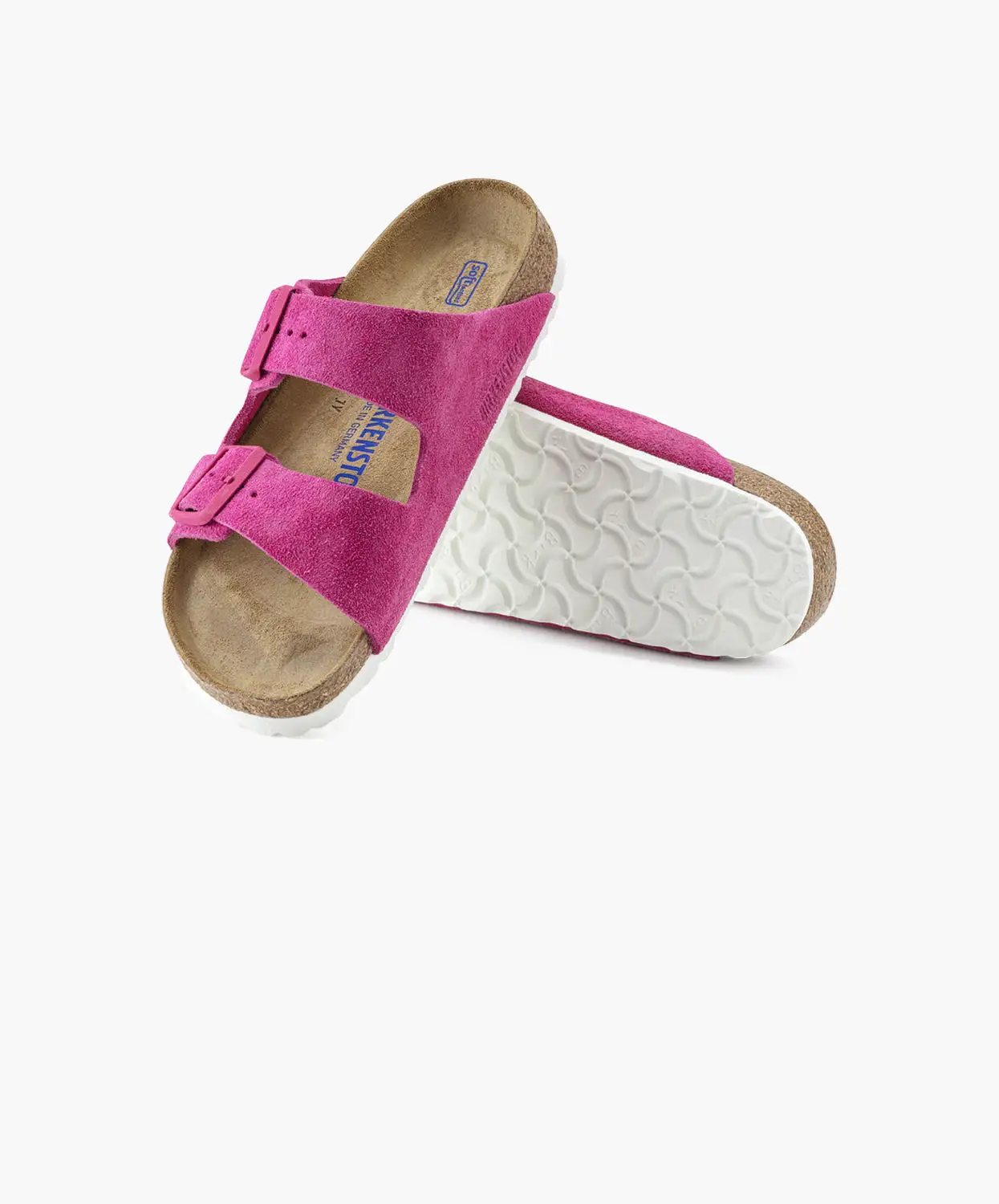 Birkenstock Arizona Suede Leather Fuchsia Tulip Soft Footbed Sandals