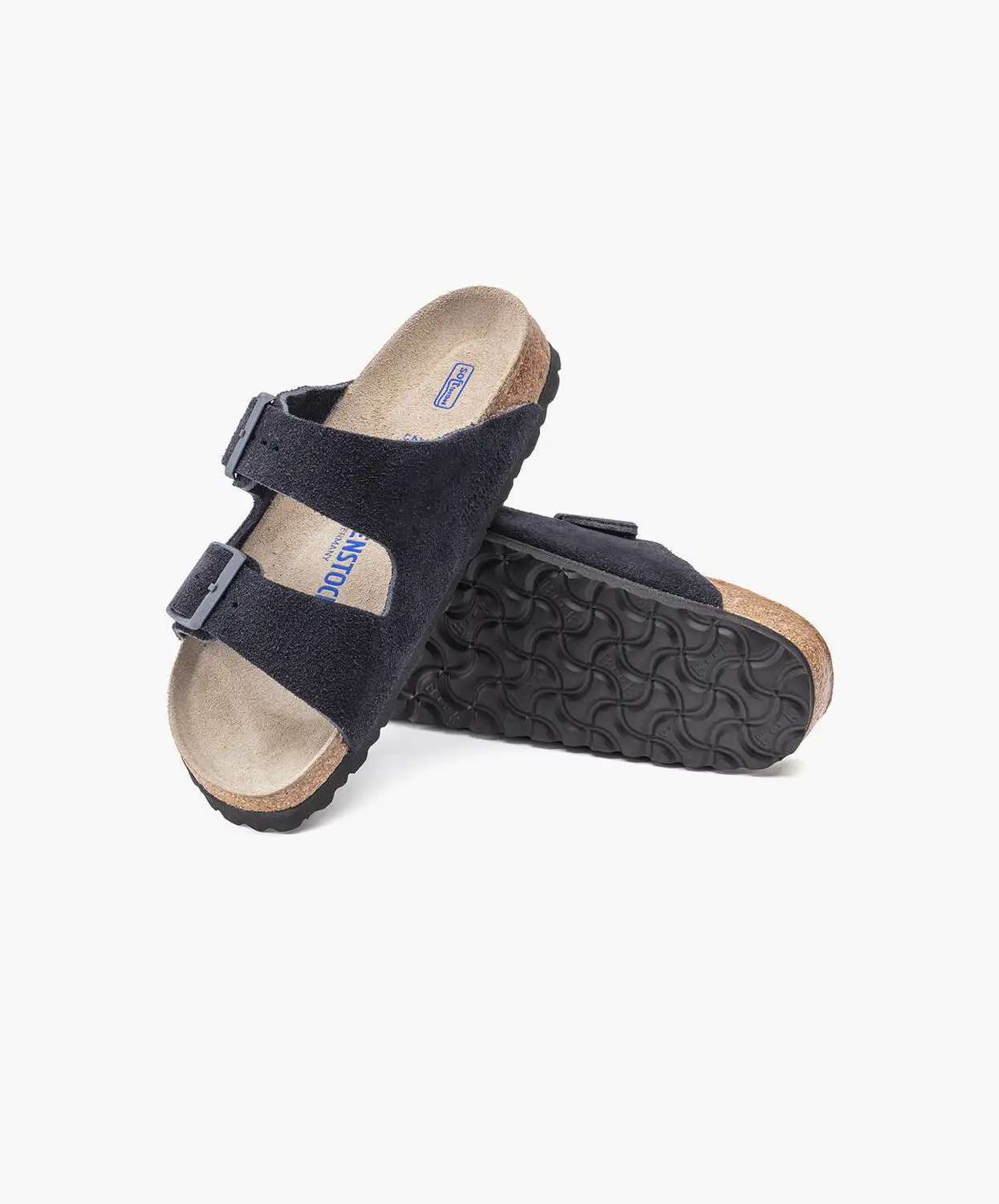 Birkenstock Arizona Suede Leather Midnight Soft Footbed Sandals