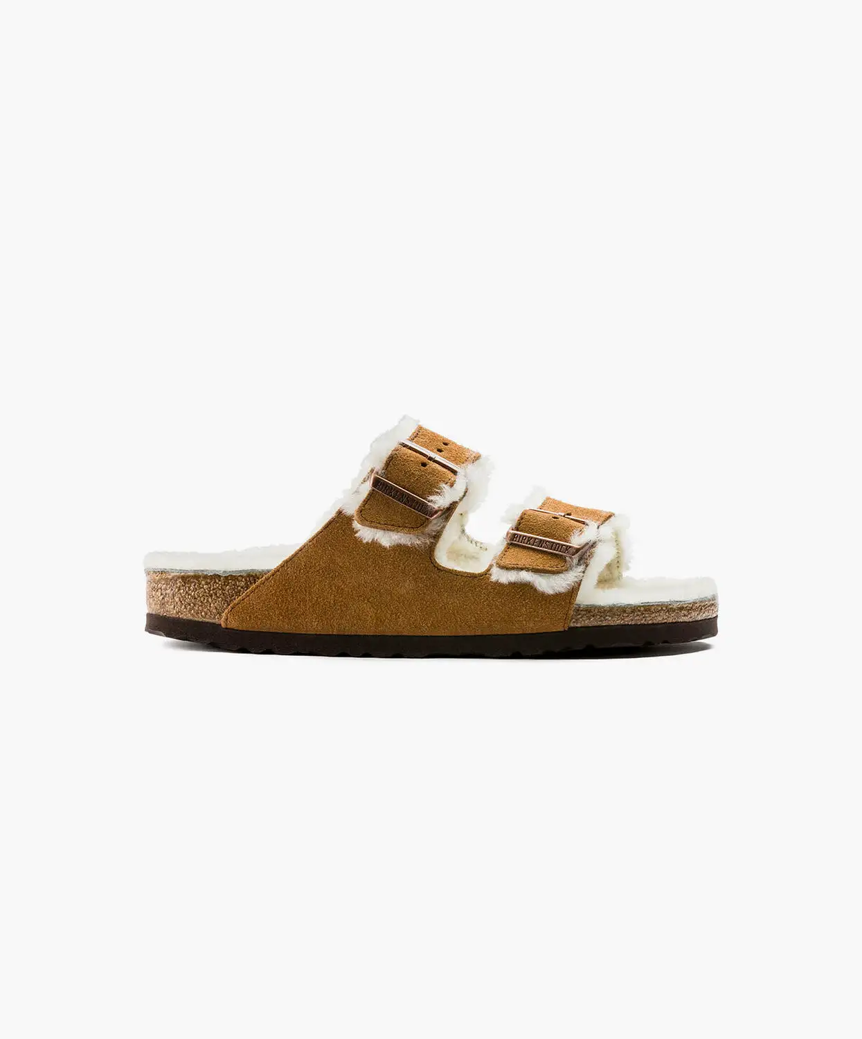 Birkenstock Arizona Suede Leather Shearling Mink Sandals