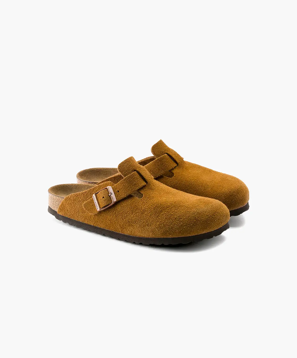 Birkenstock Boston Suede Leather Mink Soft Footbed Clogs