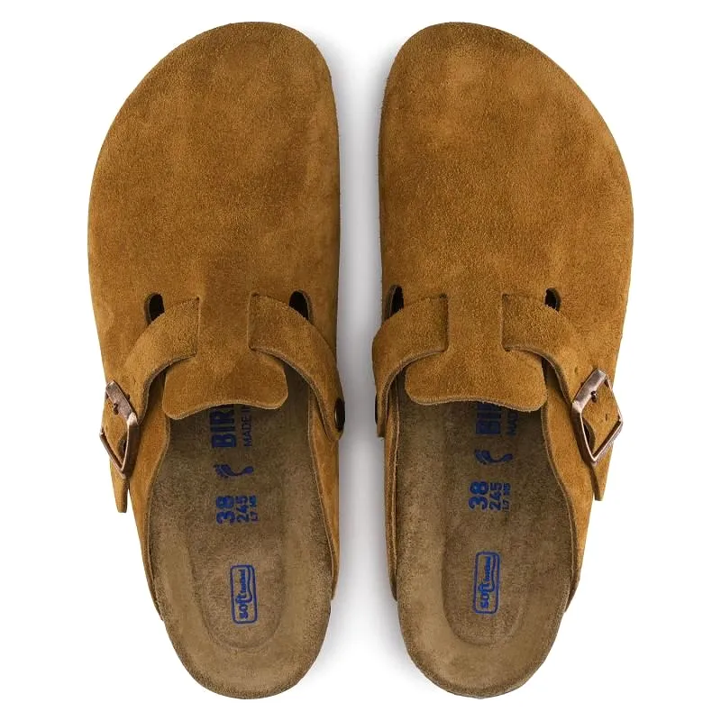 Birkenstock Boston Suede Leather Mink Soft Footbed Clogs