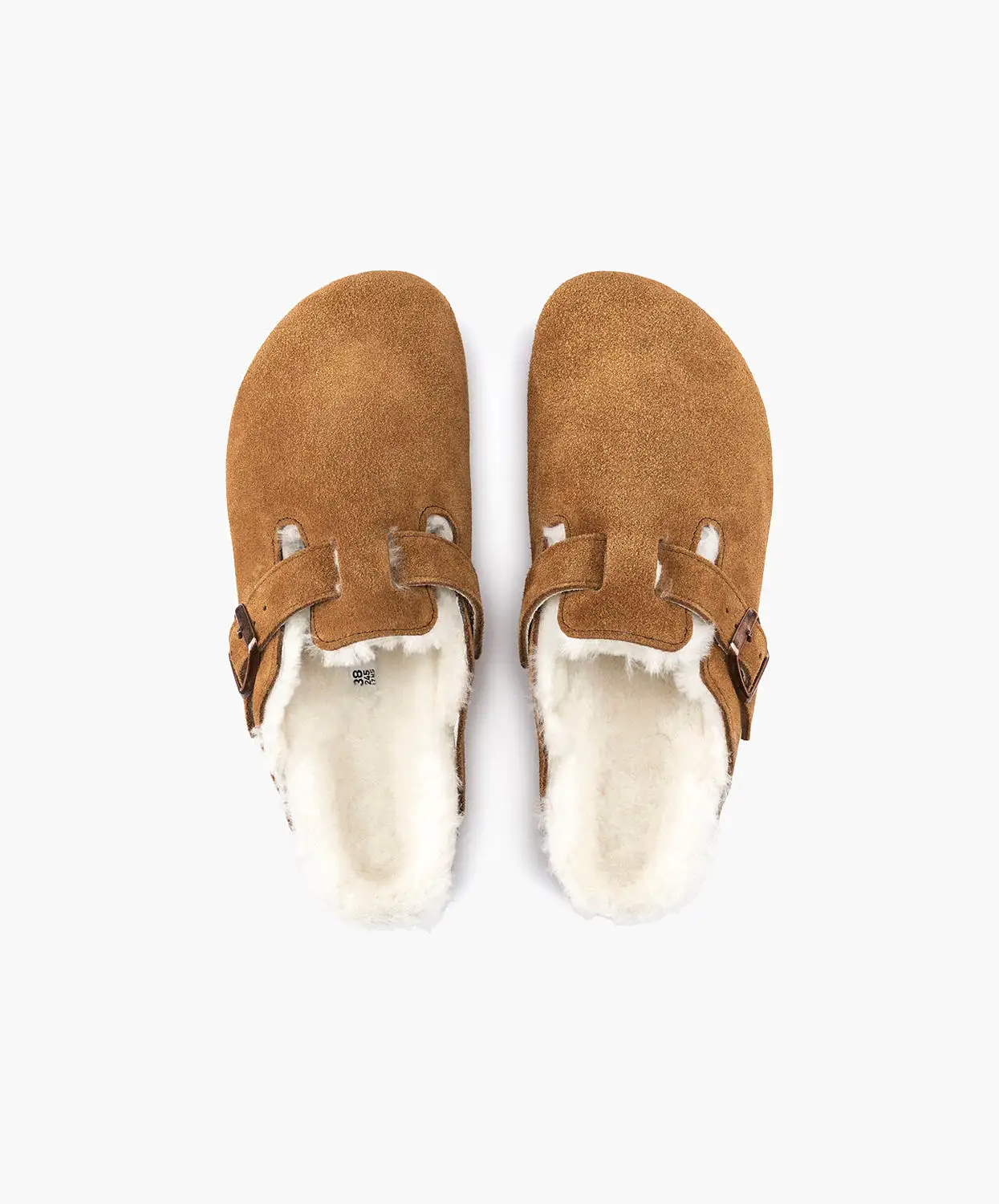 Birkenstock Boston Suede Leather Shearling Mink Clogs