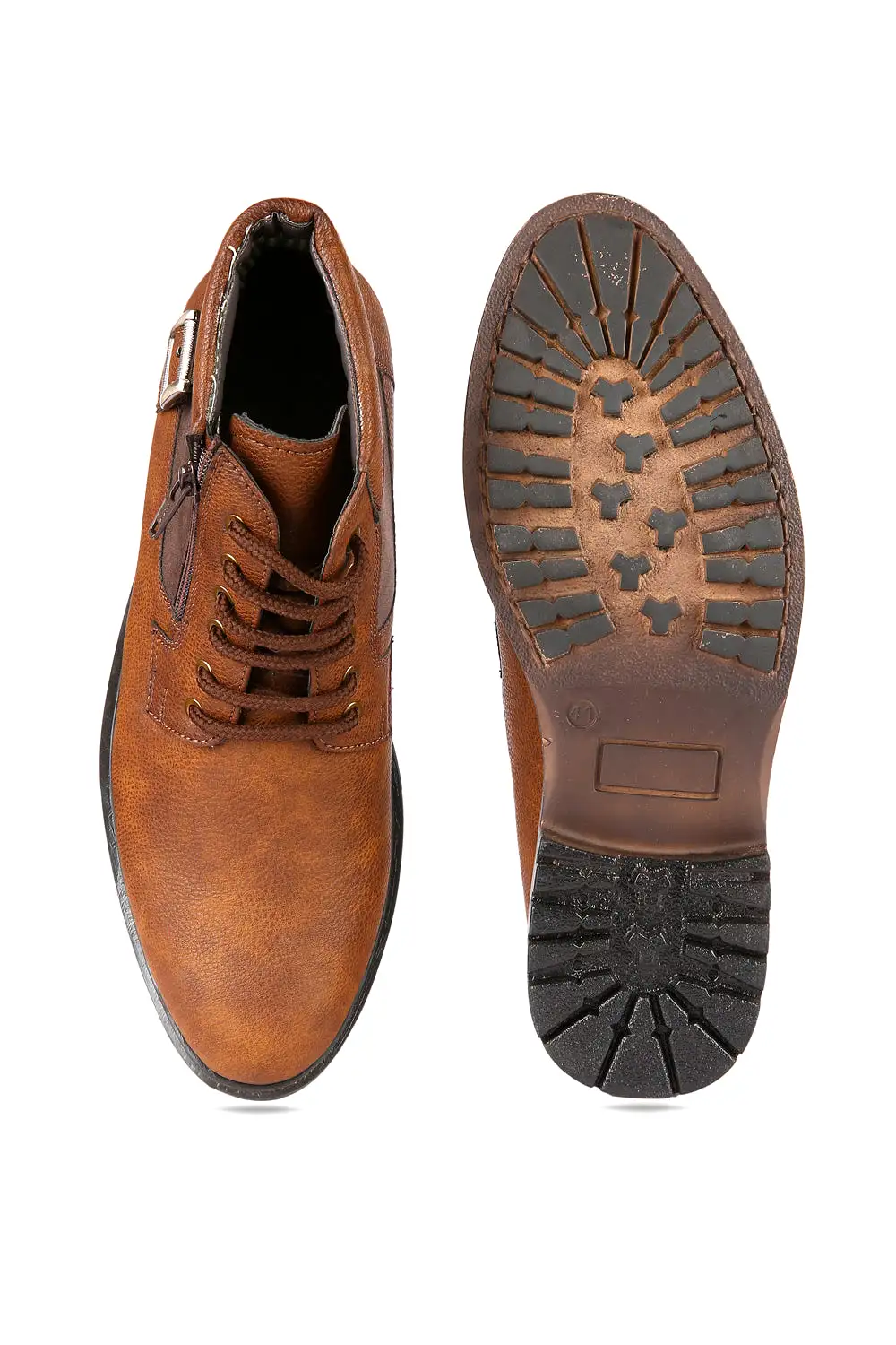 Brown Zipped Derby Boots