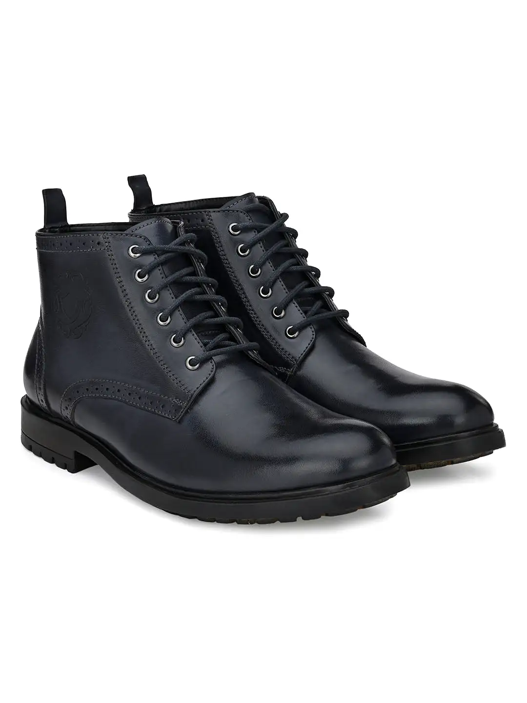 Cavalry Blue Lace-Up Boots