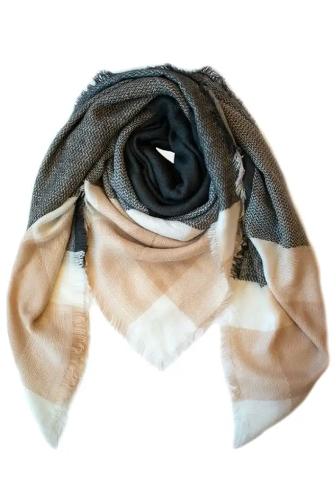 Indus Design - Square Jacquard Scarf - Sand/smoke