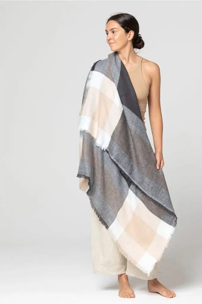 Indus Design - Square Jacquard Scarf - Sand/smoke