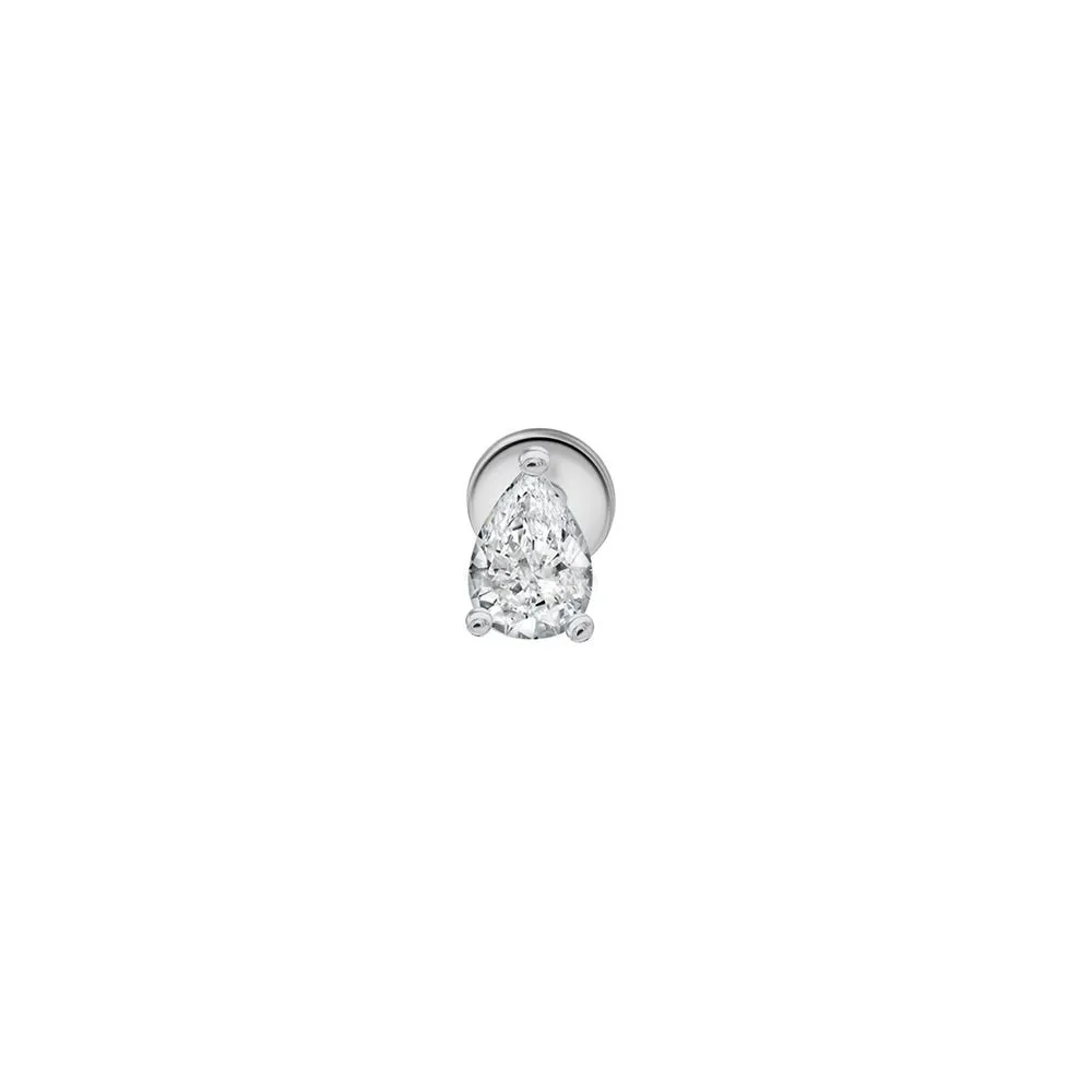 Pear Cubic Zirconia Flat Back Stud