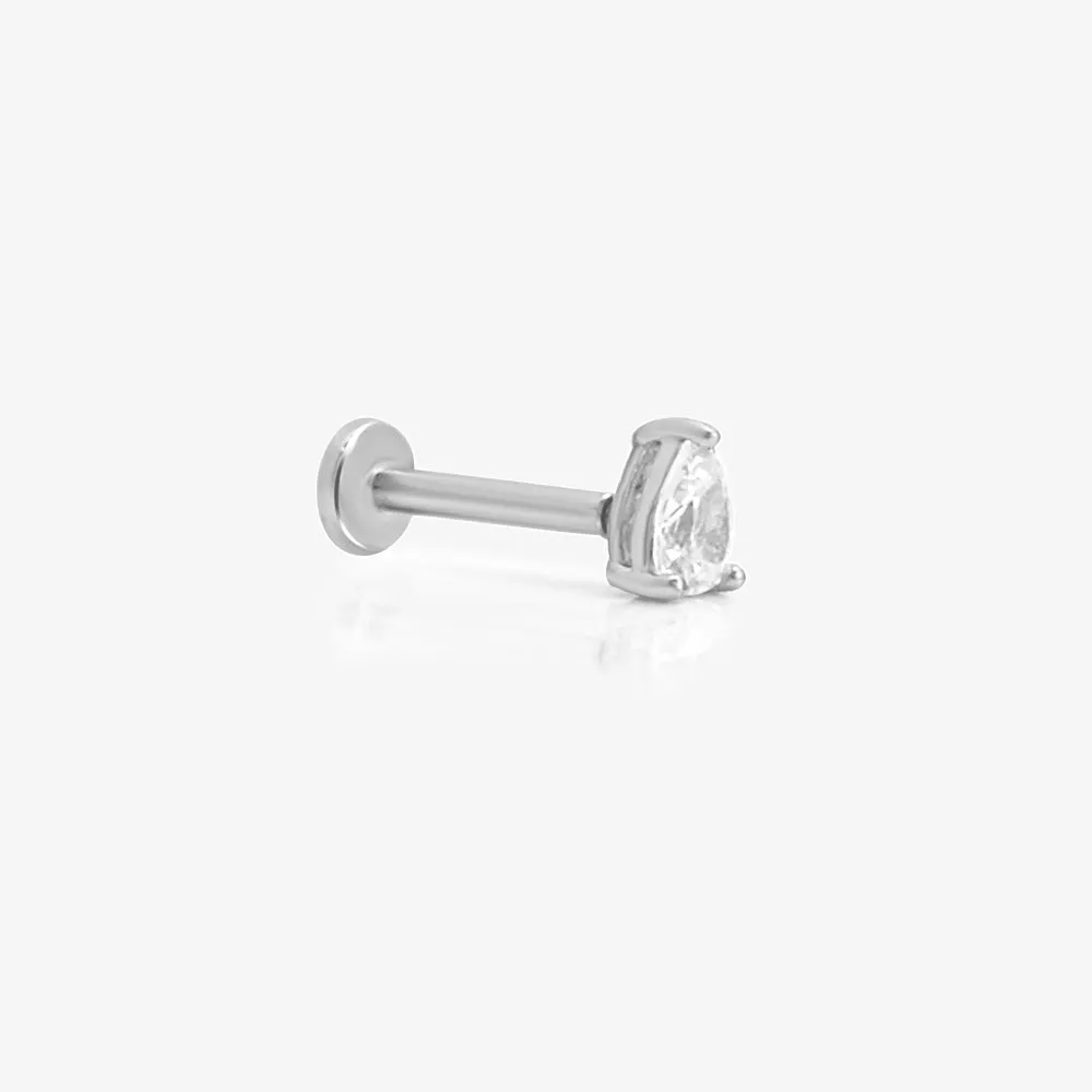 Pear Cubic Zirconia Flat Back Stud