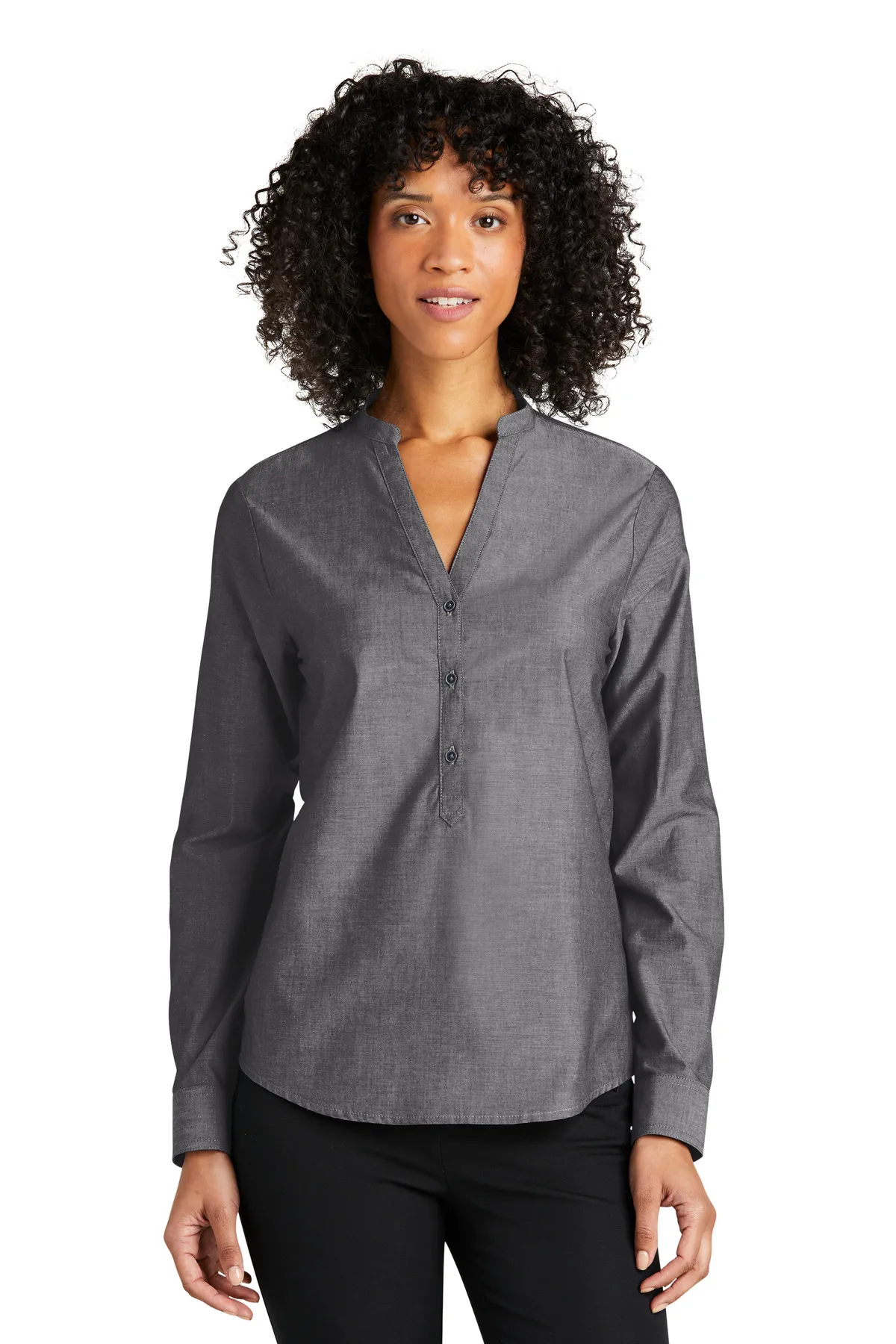 Port Authority Clothing LW382 Port Authority   Ladies Long Sleeve Chambray Easy Care Shirt SKU: LW382