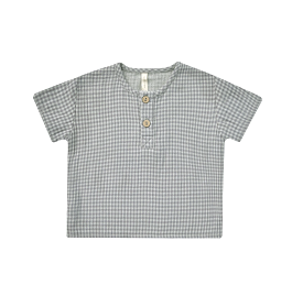 Quincy Mae - Blue Gingham Henry Top