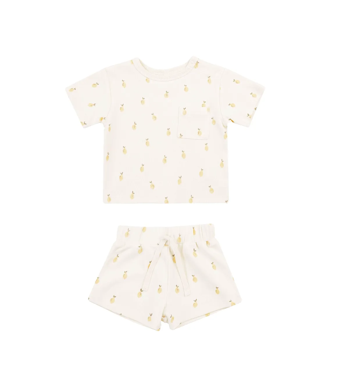 Quincy Mae - Lemons Boxy Pocket Tee + Short Set