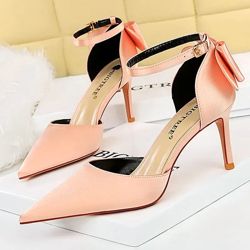 Silk High Heels Women Shoes Stiletto Red Wedding Shoes Women Heels Women Sandals