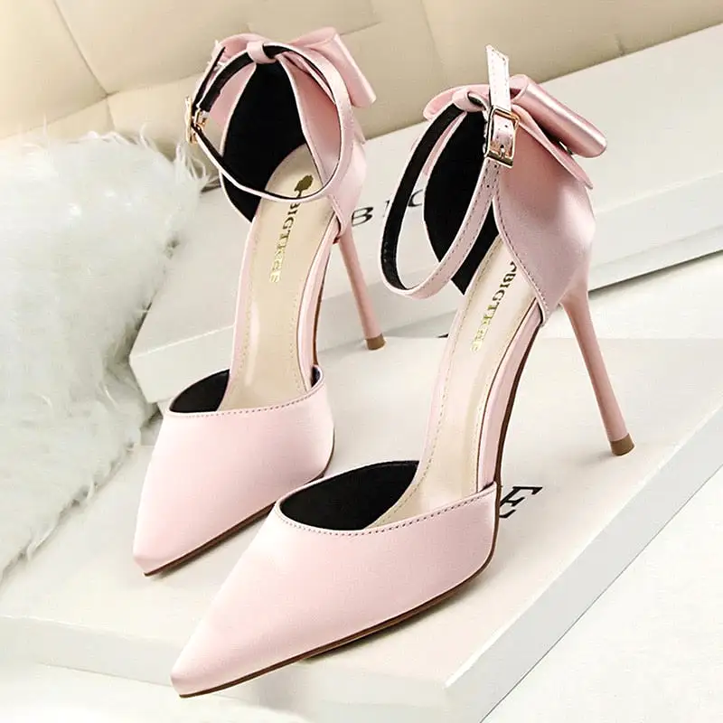 Silk High Heels Women Shoes Stiletto Red Wedding Shoes Women Heels Women Sandals