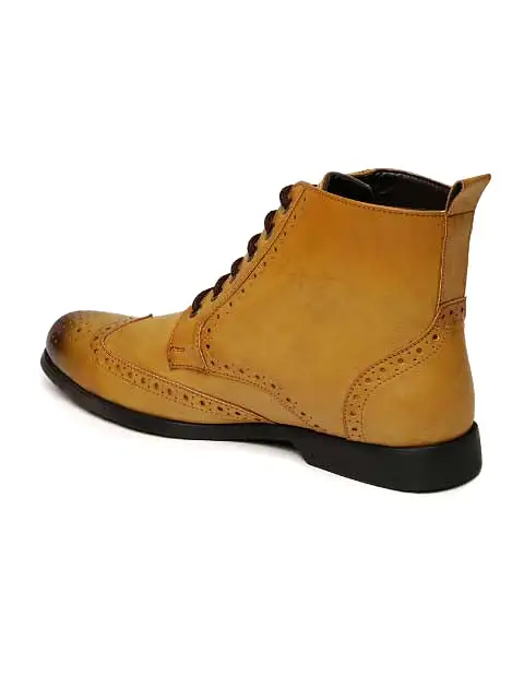 Tan Brogue Lace-ups Boots