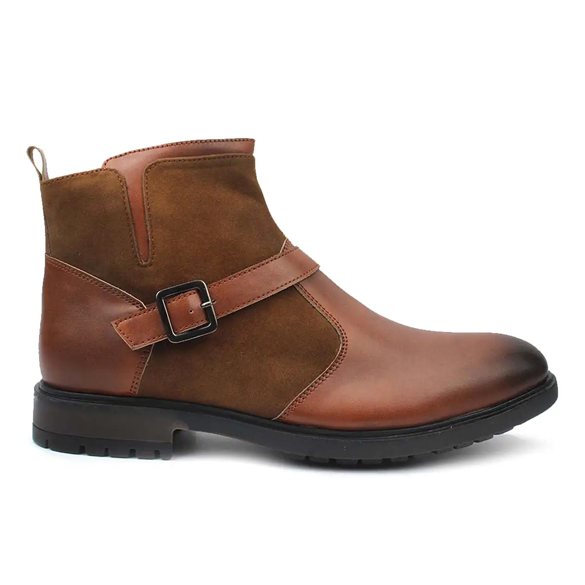 Tan Strap Monk Boots