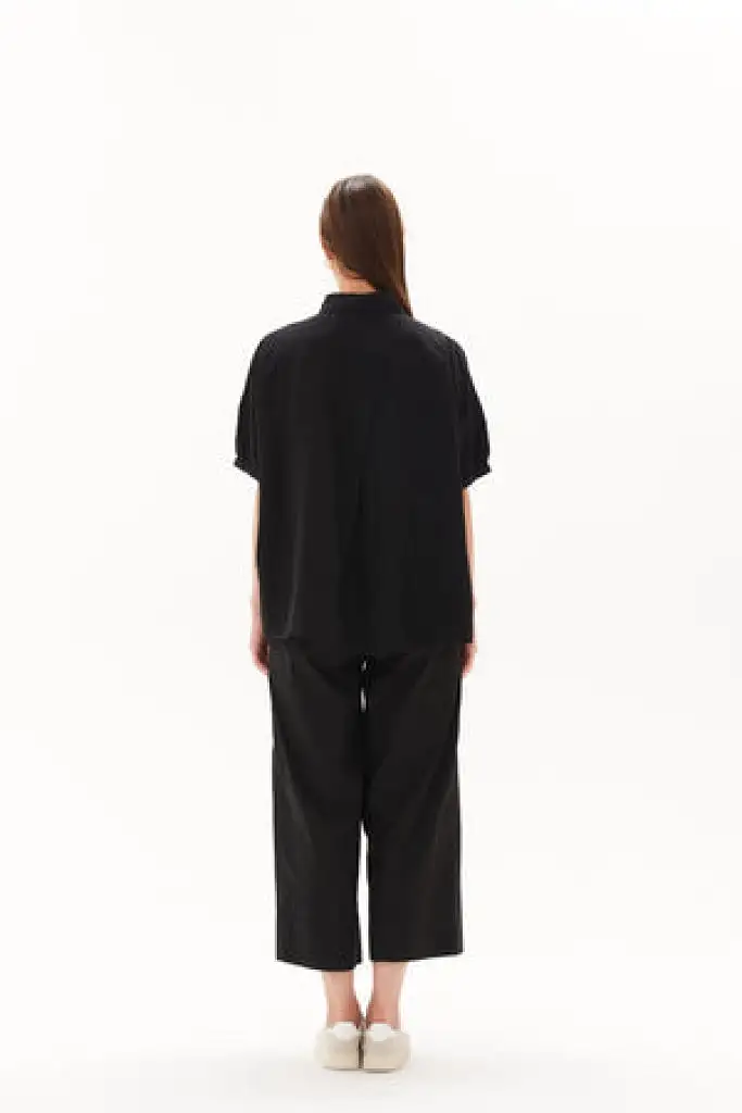 Tirelli - Gathered Cuff Shirt - Black