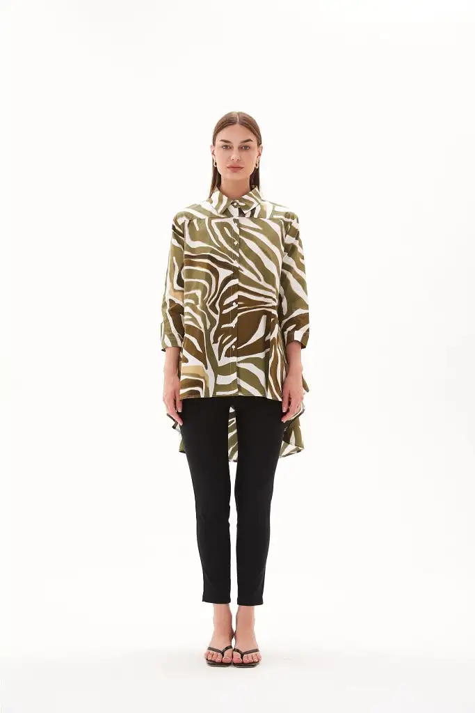 Tirelli - Print Swing Back Shirt - Monstera Print