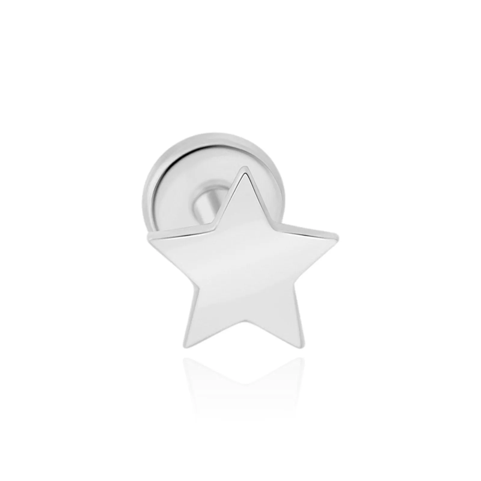 White Gold Star Flat Back Stud