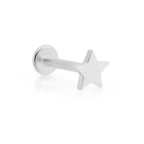 White Gold Star Flat Back Stud